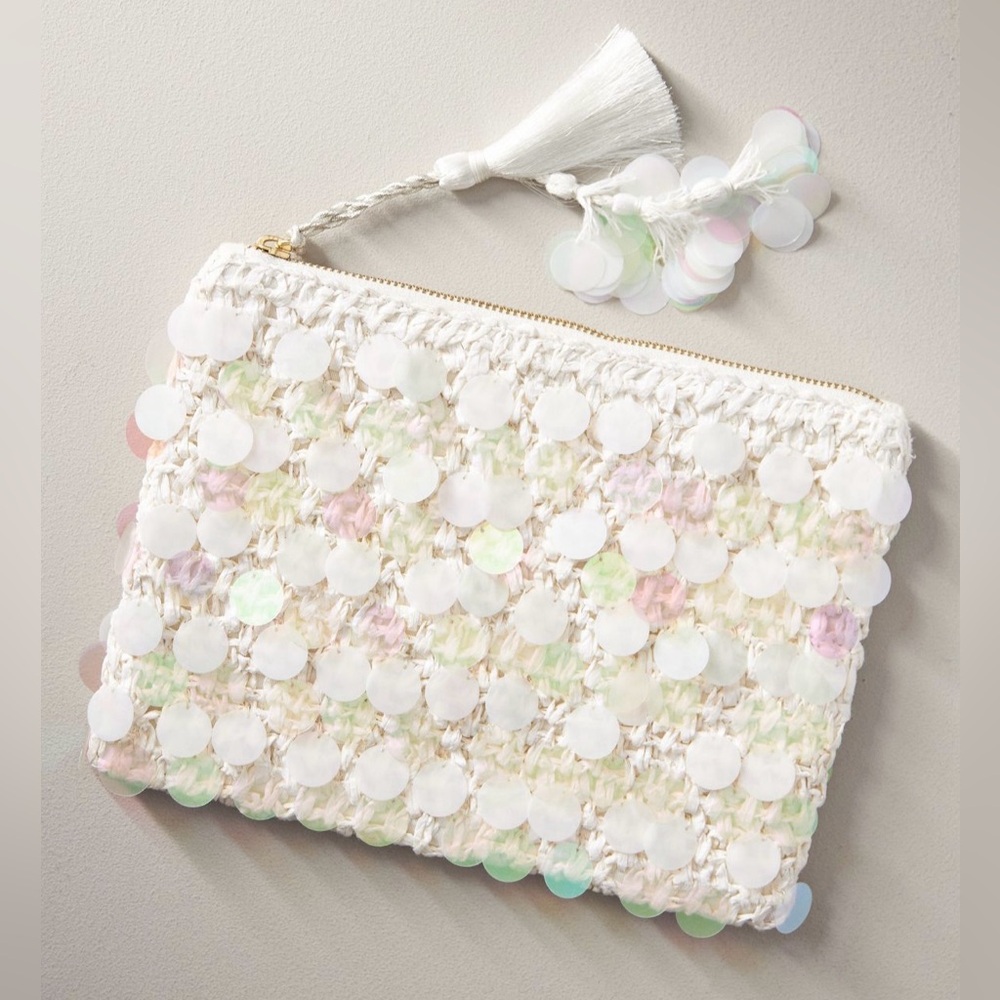 NWT Anthropologie Paillette Top Zip Pouch